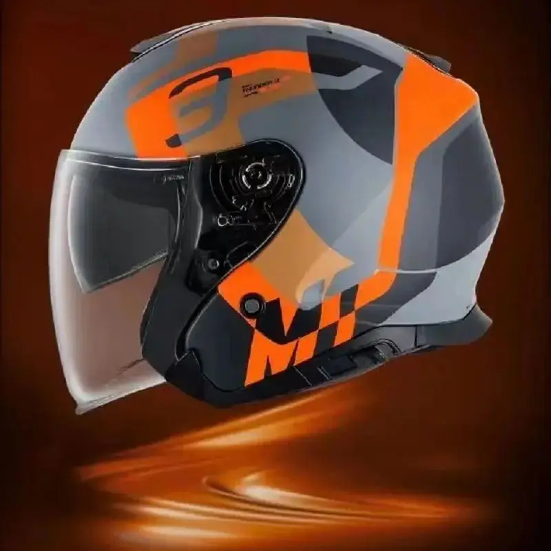 

Мотоциклетный шлем MT Thunder 3 SV, серый, оранжевый, с открытым лицом