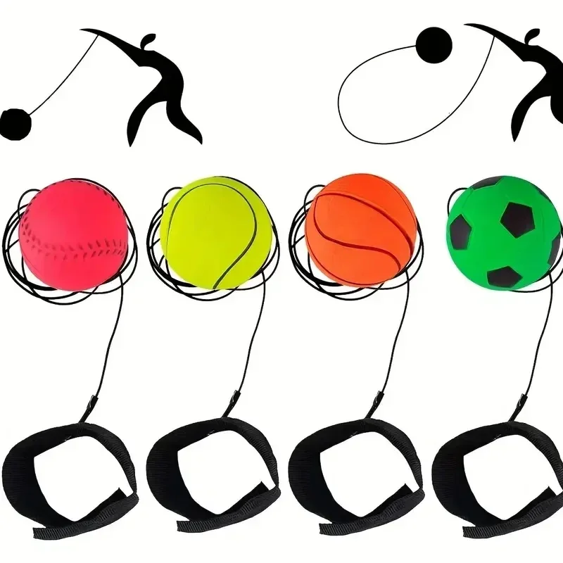 6cm hand thrown bouncy ball with rope rubber solid toy boomerang ball reaction idle time de-stressing hand thrown toys