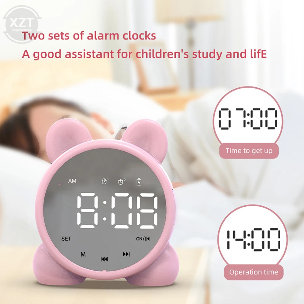Clock Wireless Bluetooth Speaker Small Household Desktop Alarm Clock Subwoofer Music Player TF Card Mini Speaker Box Children's
