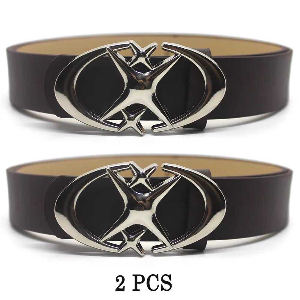 Vintage Gothic Punk Moon Star Buckle Belt - PU Leather Waistband Decorative Accessory