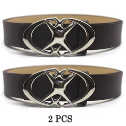 Vintage Gothic Punk Moon Star Buckle Belt - PU Leather Waistband Decorative Accessory - 105cm (2 PCS dark brown)