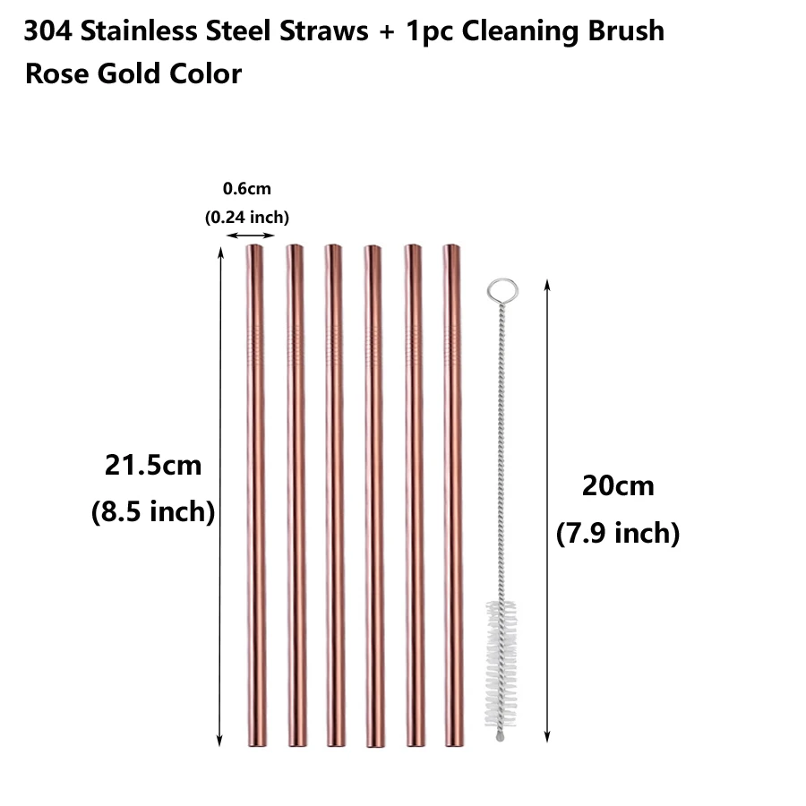 Eco-Friendly Stainless Steel Reusable Straw Set with Cleaning Brush – Perfect for Tumblers and Party Bars