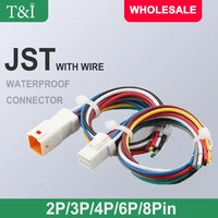 Waterproof Jst Connector 2p/3p/4p/6p/8p Connector Plug Socket With 20awg/0.3m ² Wire Harness 02t/02r/03t/03r 1