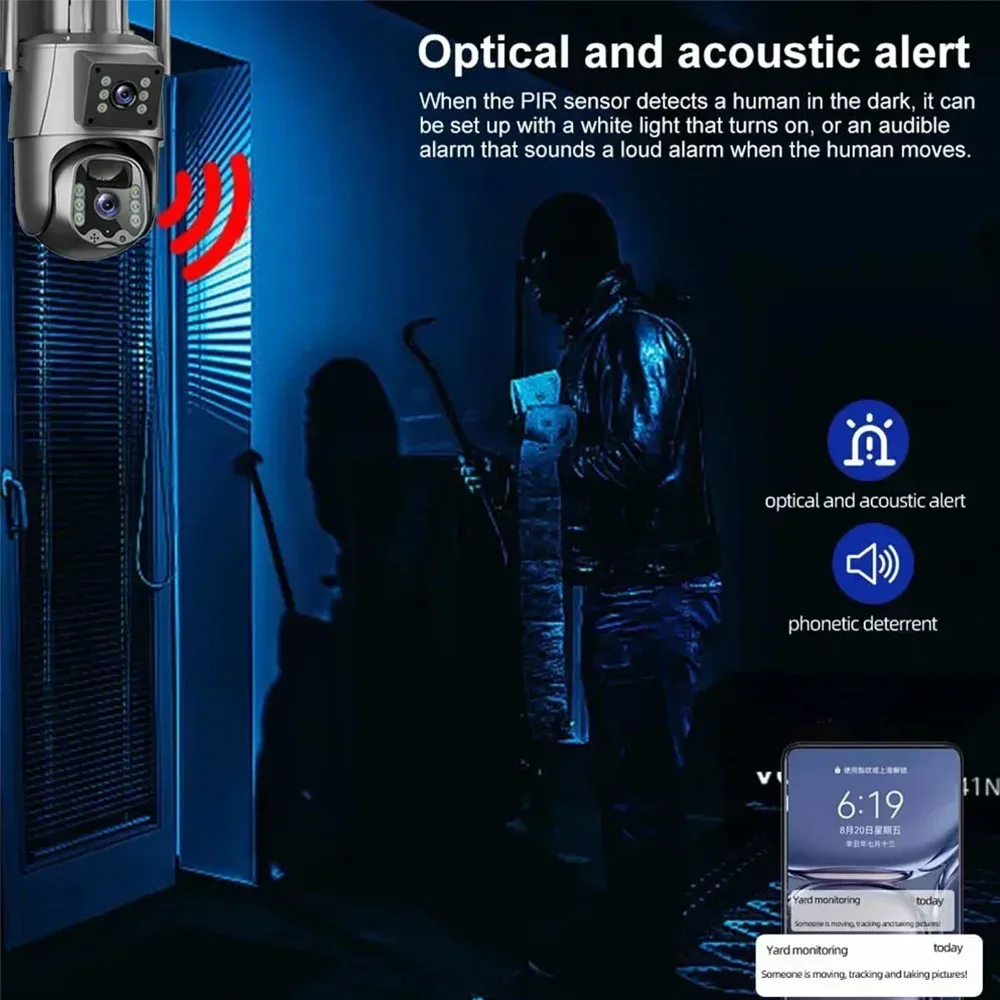 4K 8MP WiFi Solar Camera Outdoor Wireless CCTV Surveillance Camera with Solar Panel Dual Lens IP PTZ Cam Security Protection 5