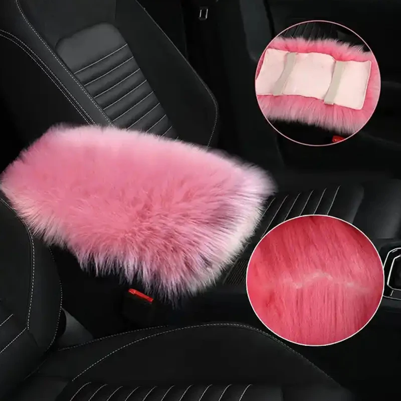 

Faux Fur Car Plush Armrest Cover Auto Center Arm Rest Console Pad Wool Cushion Protector Universal Auto Car Interior Accessories