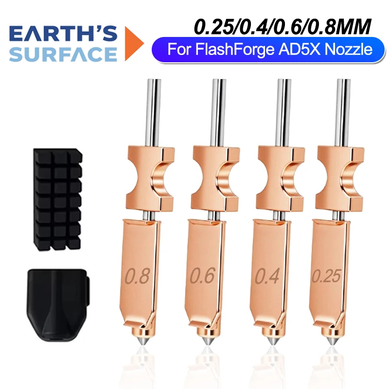 Für Flashforge AD5X Düse Upgrade Abnehmbare 0,4 0,6 0,25 0,8mm für Flashforge AD5X Hotend Extruder Quick Release Heizung Block