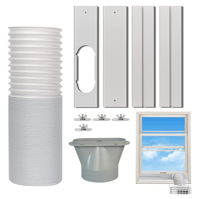 Portable Air Conditioner Window Kit with Hose Adjustable Window Seal Kit Plate for AC Unit, Portable AC Window Vent Kit PVC Seal for Sliding Window Do