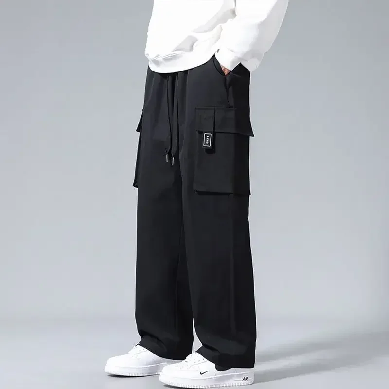 thumbnail image 1 of Pantalones Hombre Pantalones Cargo Negros Para Hombre Anchos Multibolsillos Nuevos En Largo Multibolsillos Baratos Con Estilo Coreano Ropa De Moda Emo, 1 of 5
