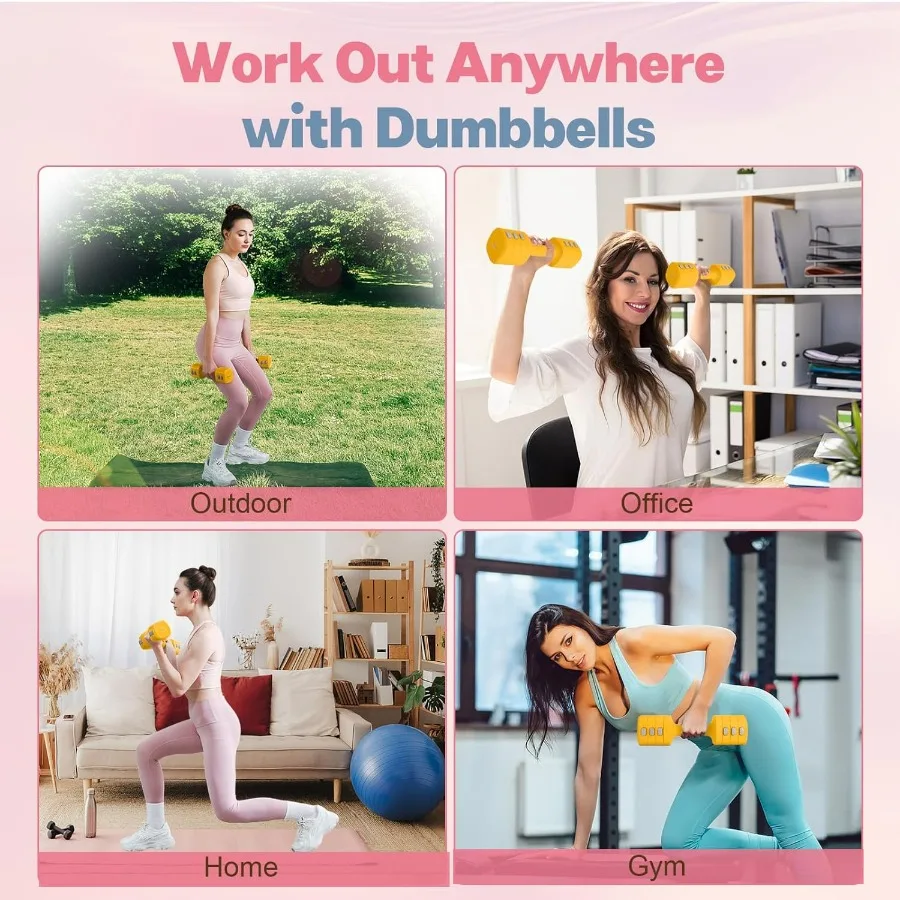 Adjustable Dumbbell Set of 2, 4 in 1 Free Weights Dumbbells Set for Women with Fast Adjustment, Each 2lb 3lb 4lb 5lb Hand Weight