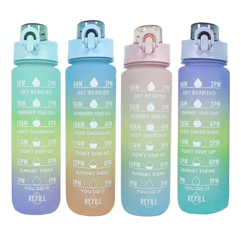 Botellas de agua con plastico reciclado con pajita, deportivas para  gimnasio, 430ml, 550ML sin BPA - todoecofriendly