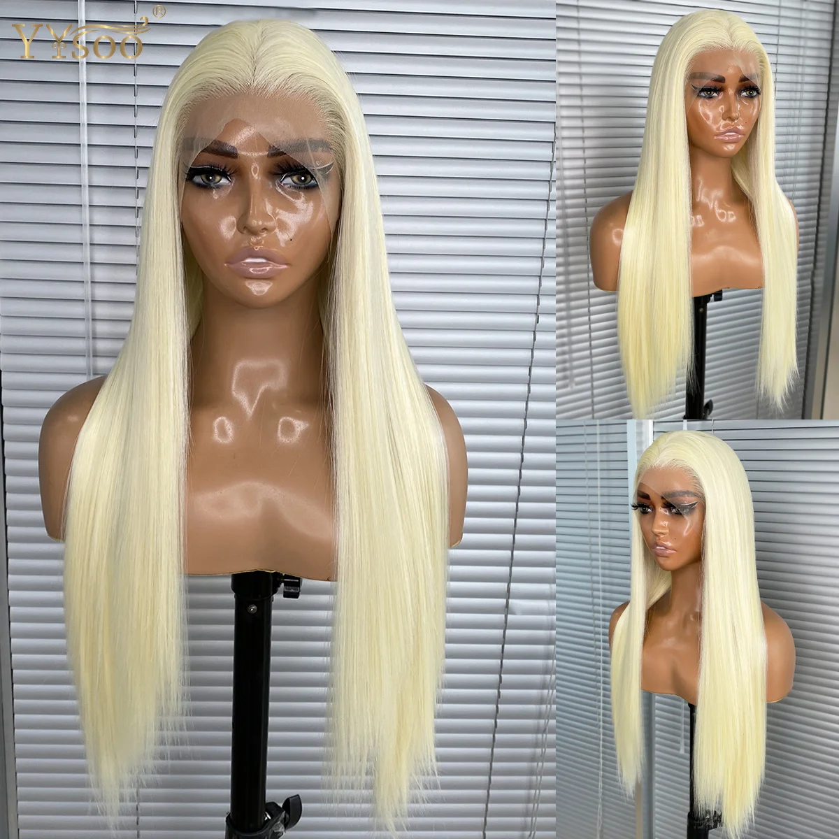 

Long White 13x4 Silky Straight Futura Synthetic Lace Front Wigs For Black Women Natural Hairline Glueless Half Hand Tied Wig