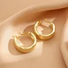 Boucles d'oreilles créoles épaisses en acier inoxydable pour femmes et filles, couleur or, Double anneau, goutte géométrique épaisse, bijoux de déclaration, cadeau