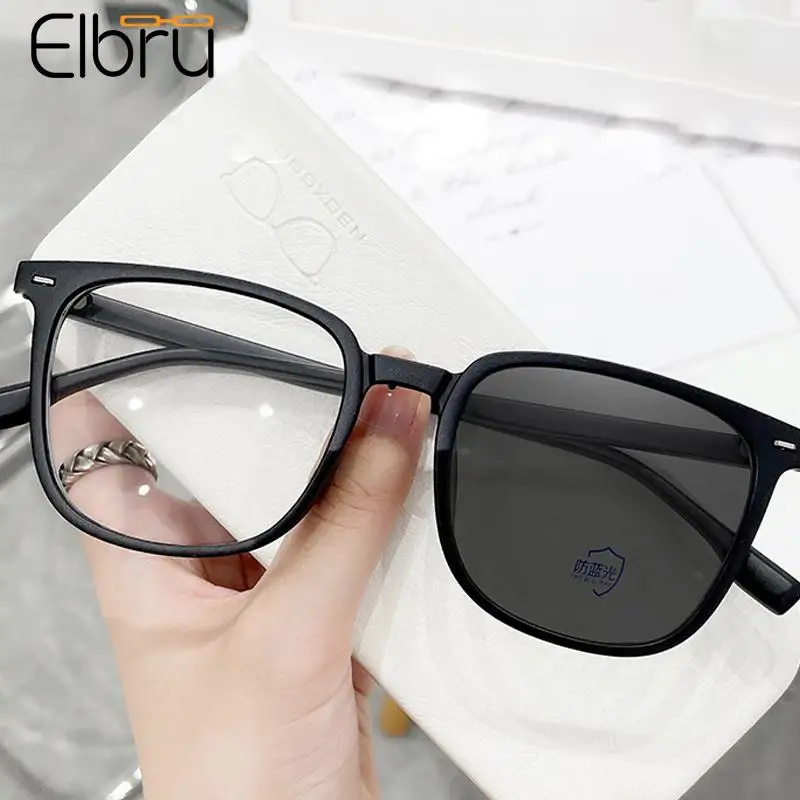 

Elbru Anti Blue Rays Photochromic Glasses Women Men Discolored Blue Light Blocking Goggle Unisex Clear Colorchanging Sunglasses