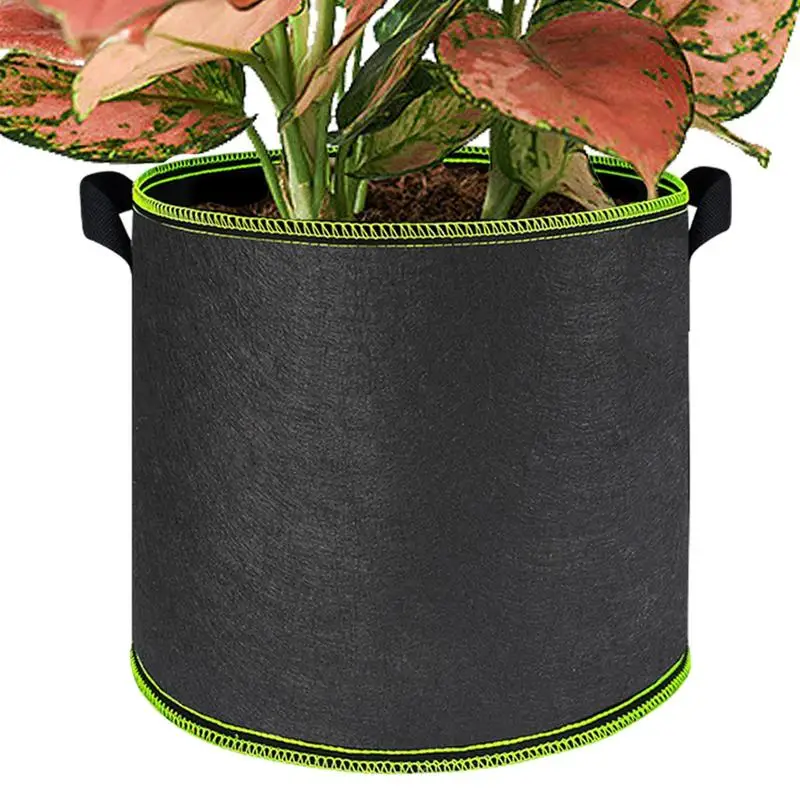 

5Pcs Non Woven Plant Grow Bags Foldable Quick Drainage Design Plant Growth Fabric Plant Pots Reusable Grow Bags With Handle