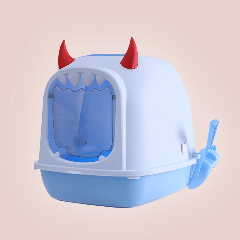 Closed Cat Sand Box Flip Cover Trays With Scoop Biotoilet Teach Cat To