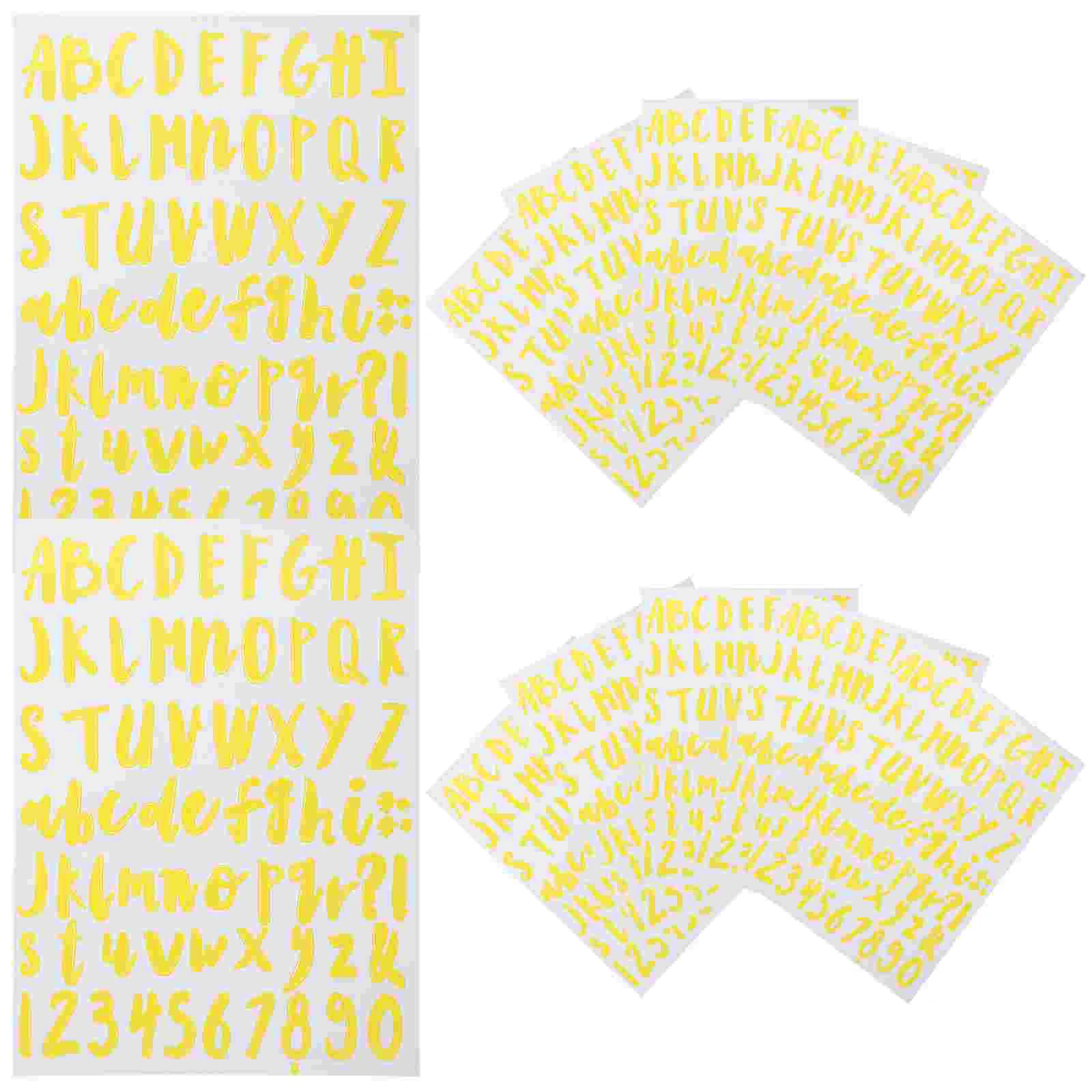 

12 Sheets of Adhesive Stickers PVC Alphabet Number Stickers Multi-use Letter Number Stickers