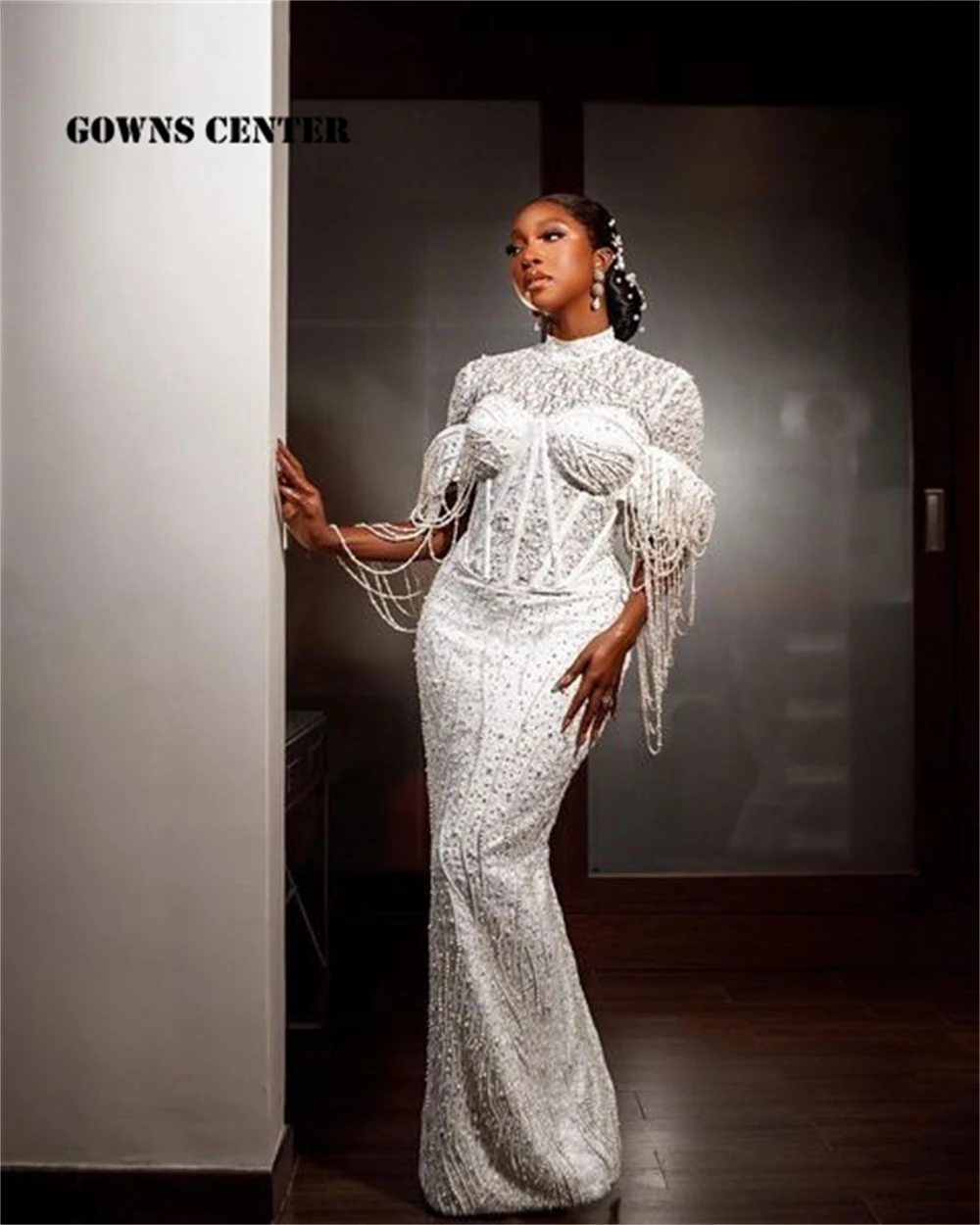 African Mermaid Wedding Dresses For Women 2022 Bride Black Girls Luxury Engagement  Dress With Tassels Bridal Gowns High Neck - Wedding Dresses - AliExpress