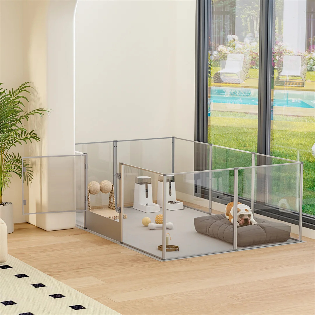 Premium Clear Acrylic Pet Whelping Pen with Waterproof Floor Pad main image 0