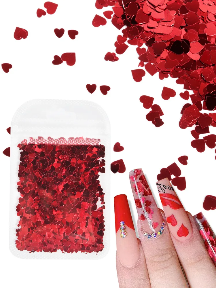 Shiny Love Heart Nail Sequins