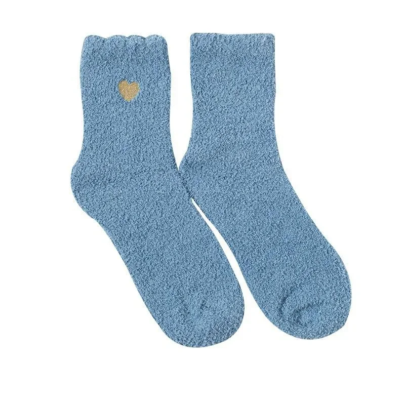 Dicke bedruckte Liebessocken für Damen – warme Wintersocken, niedliche, lässige Plüsch-Schlafsocken für Zuhause, flauschige Korallen-Fußwärmer – Detail 19