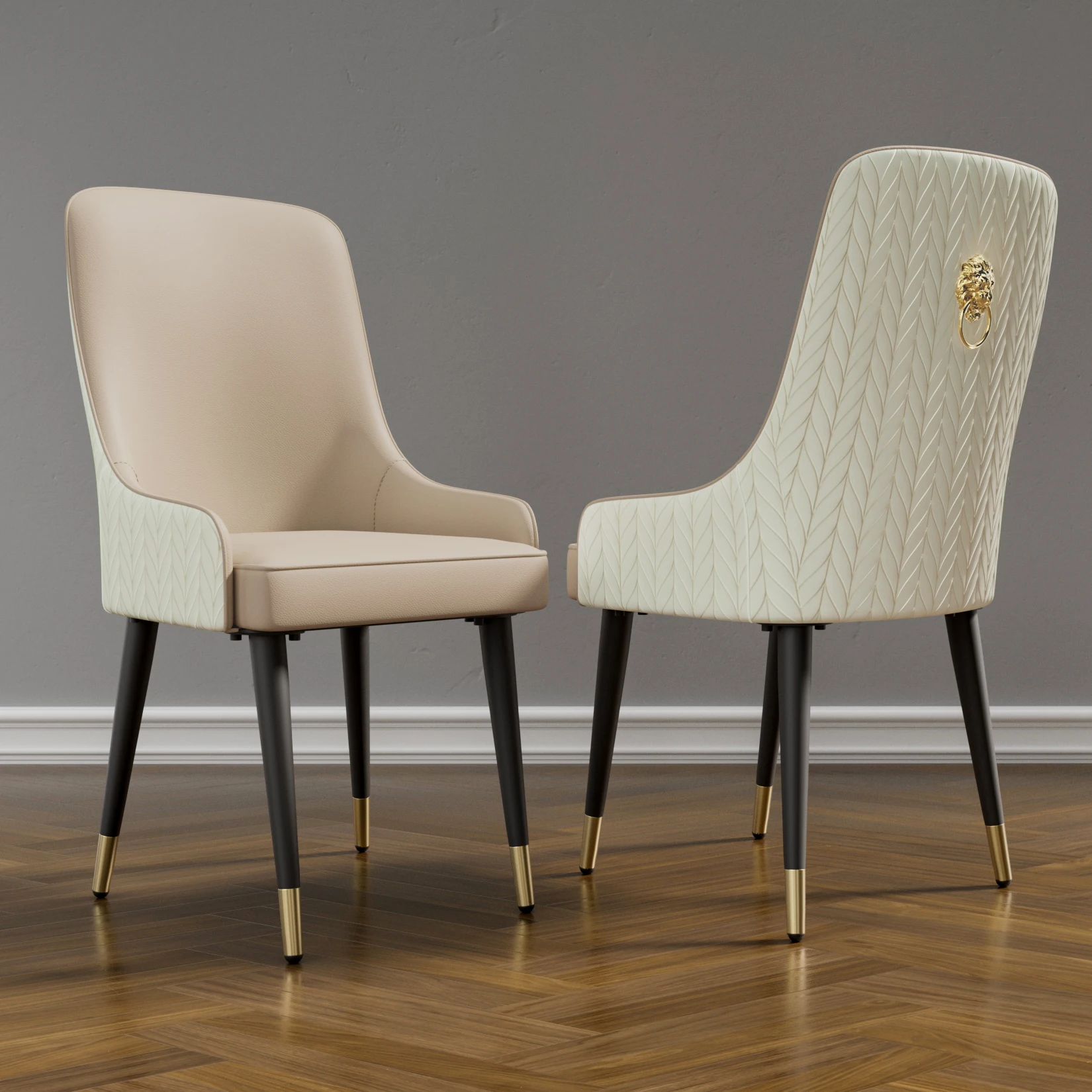 Set of 2 Modern Cream White Microfiber Leather Dining Chairs,Breathable Upholstered Accent Chairs with Sturdy Metal Legs for Hom