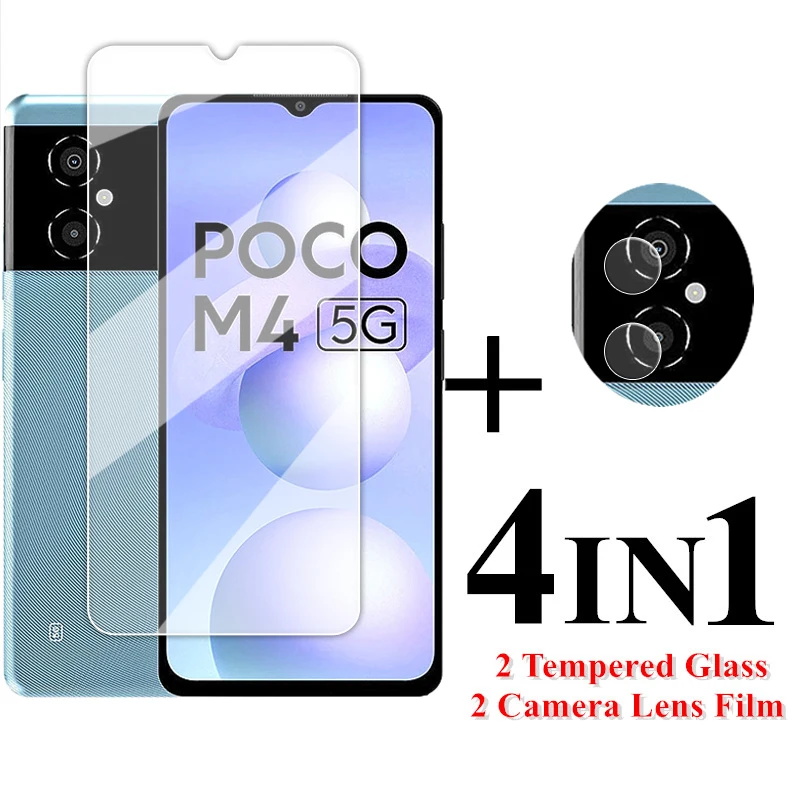 

For POCO M4 5G Glass 6.58 inch Transparent Screen Protector POCO M4 Tempered Glass For Xiaomi POCO X4 X3 X4 M4 Pro Lens Film
