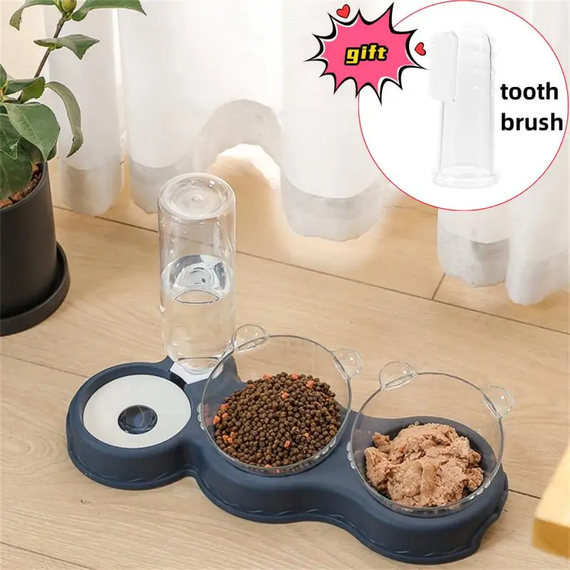 

Pet Cat Bowl Automatic Feeder Water Dispenser Dog Cat Food Bowl With Drinking Raised Stand Double Dish Bowls For Cats Dogs Pet