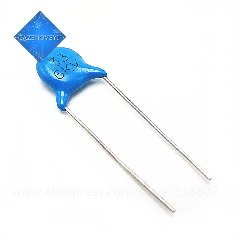 

10pcs/lot 6KV33J High-voltage ceramic capacitors 6KV 6000V 33P 33J In Stock