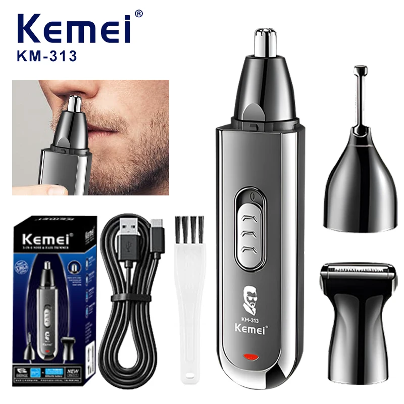 Kemei 3 IN 1 Eyebrows Trimmer Nose Trimmer Electric Replaceable Hair Remover Professional Ear Trimer Hair Shaver KM-313