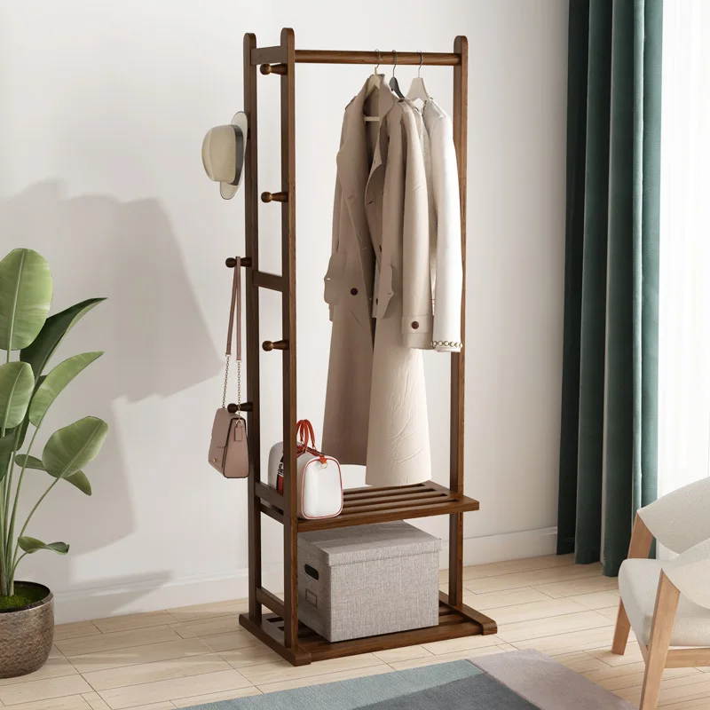 Shelves Nordic Clothing Rack Hanger Boutique Wood Corner Clothing Rack