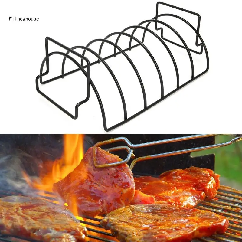 

Non-Stick Metal Wire Stand BBQ Grill Steak Holder Roasting Rib Rack Kitchen Tool Dropship