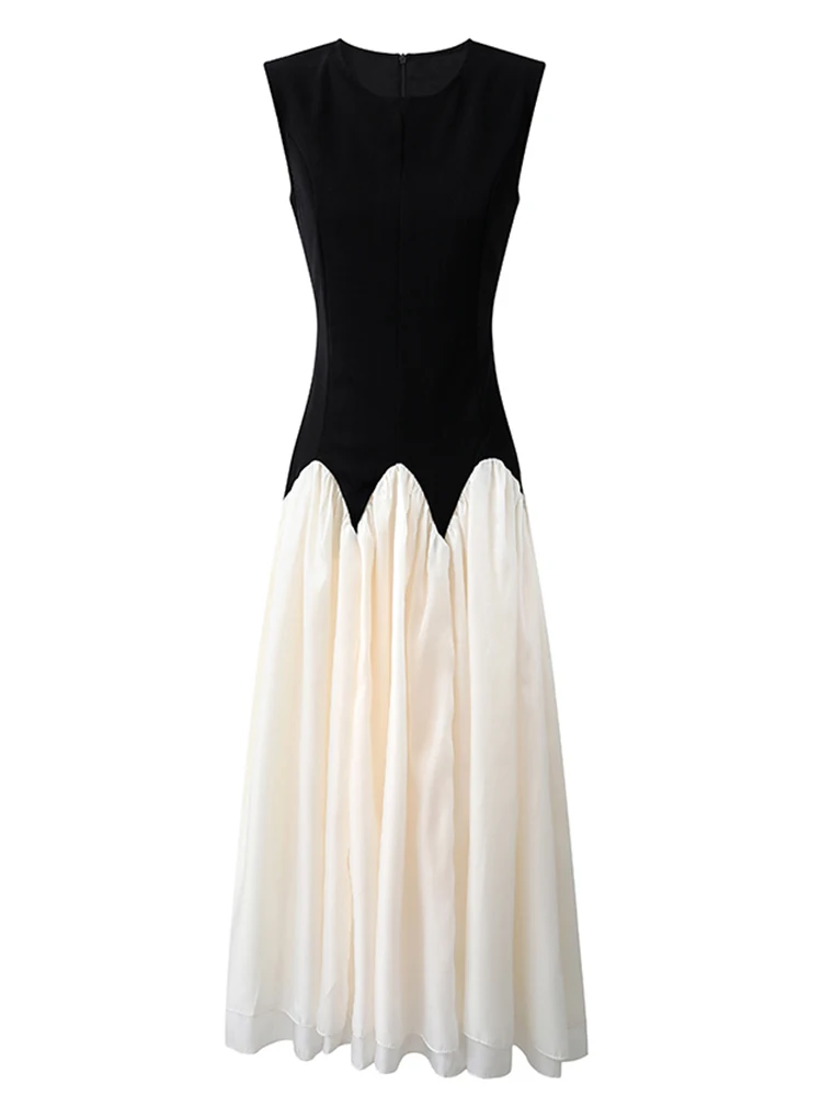 Summer Vintage Long Dress Patchwork Old Money Women