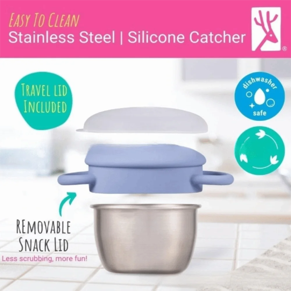 탈착식 용 간식 용기 식품 등급 실리콘 손잡이 스테인리스 스틸 간식 컵 휴대용