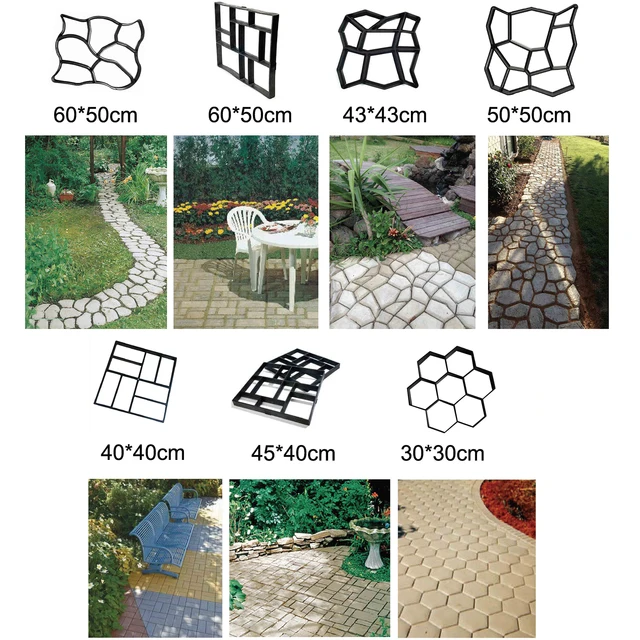 40*40 Téglalap Kert Burkolat Műanyag Forma Kerti Beton Formák Út Barkácsolás Kőmodell Lapáttal - Image 6