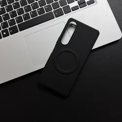 Luxury PU Leather MagSafe Magnetic Phone Case - Wireless Charging Shockproof Cover - Xperia 1 III (Black)