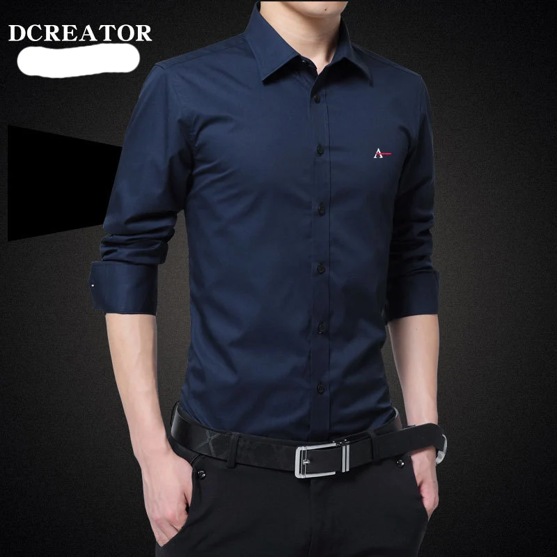 2021 New Camisas Stretch Anti-Wrinkle Cotton Men's  Shirts Long Sleeve Dress Shirts For Men Slim  Social Business Blouse Shirt