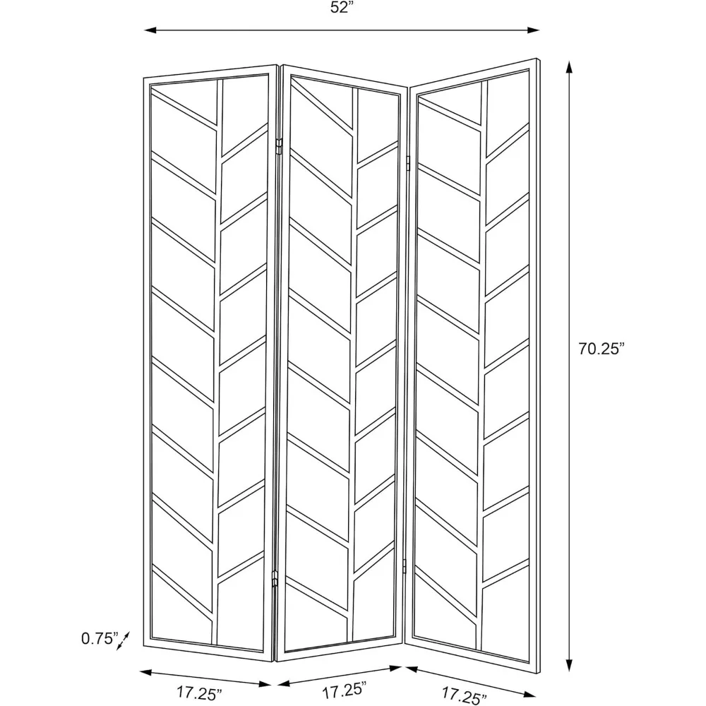 Pine Wood 70-Inch 3-Panel Folding Shoji Screen with Linen Fabric and Metal Hinges by Coaster Home Furnishings - Mila