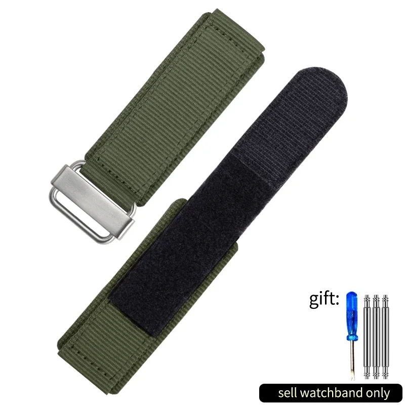 Durable Premium Nylon Hook and Loop Fastener Watch Strap for Outdoor Sports, Canvas Band 22-24 mm