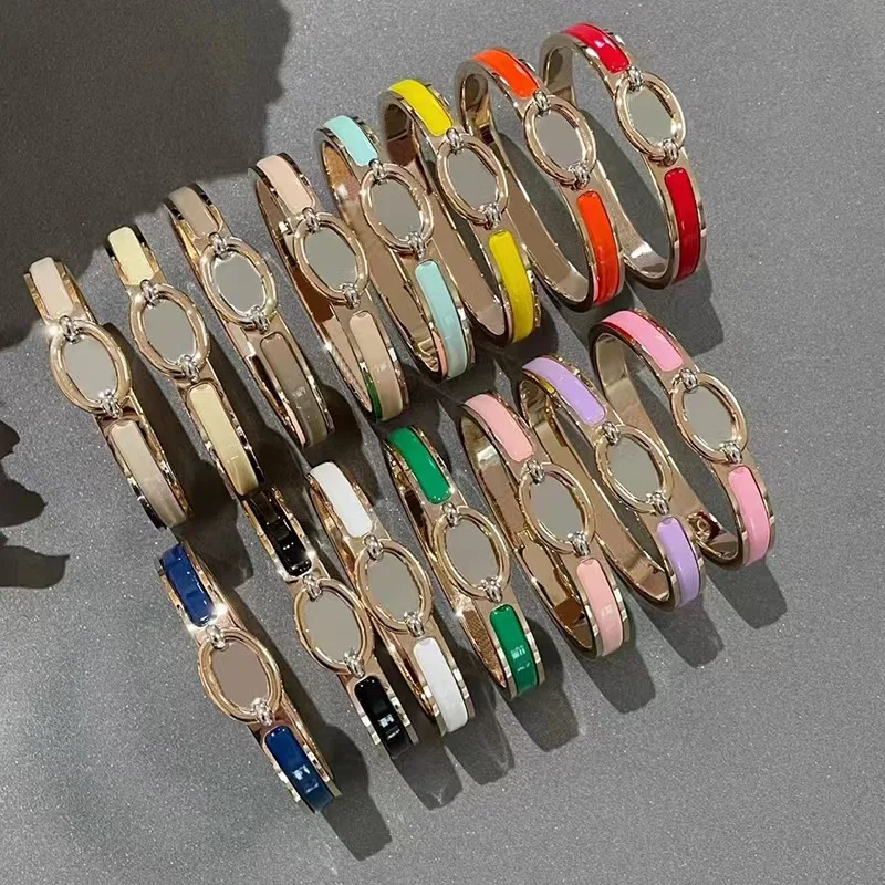 

Letter Enamel Women's Bracelet Titanium Steel Buckle Bracelet Fashion Trend Couple Bracelet Luxury Jewelry Gift H Home