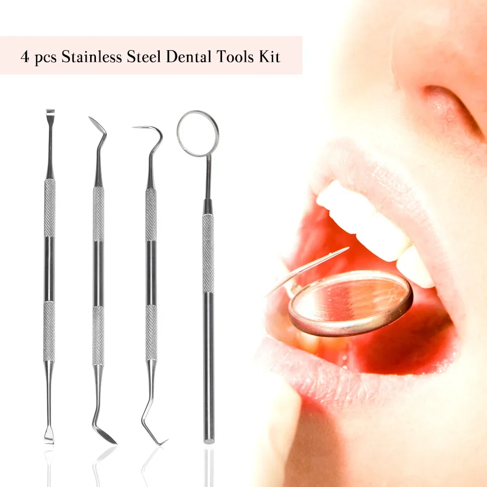 Dental scaler 4pcs/Set Tartar Scraper Scaler Plaque Remover Teeth Cleaning Tool Dentist Dental Hygiene Kit Dental Calculus Remover Oral Care