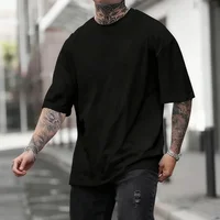 Coton offres spéciales hommes T-shirt couleur unie décontracté qualité à manches courtes Sports de plein air Jogging T-shirt doux ample noir blanc t-shirts 1