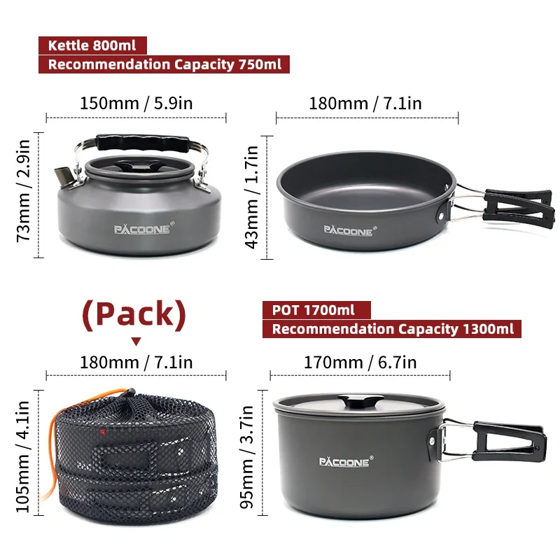 Camping Cookware Set Portable Outdoor Pot Pan Tableware Kit Hiking Picnic Equipment