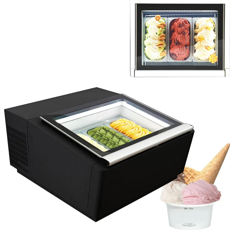 

Special Offer Glass Mini Ice Cream Dipping Cabinets Gelato Display Freezer
