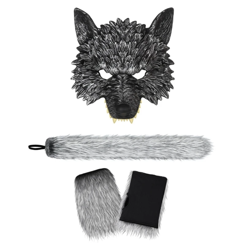 

Halloween Wolf Costume Wolf Mask Wolf Tail Gloves Animal Cosplay Props