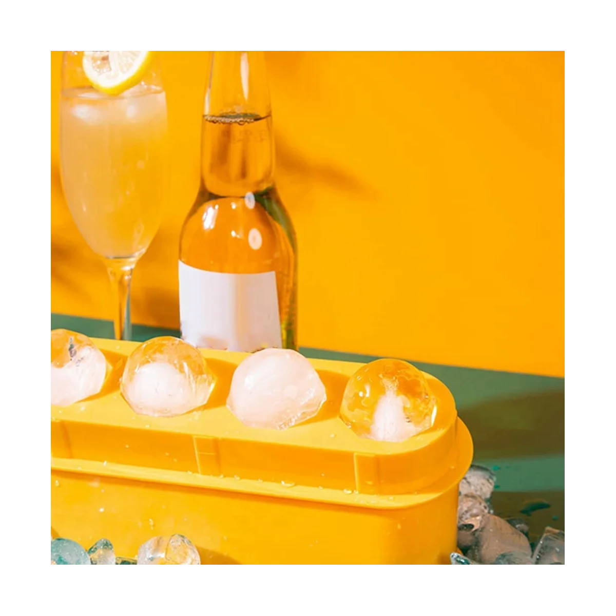 Round Ice-Cube Tray, Reusable Easy-To-Release Ice Ball Mold Tray for Whiskey, Cocktails Ice Ball Manufacturing Orange