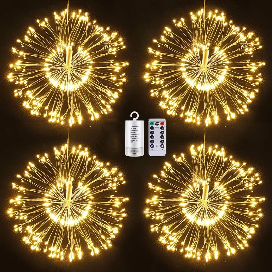 

8 Modes Firework Light 120/180 LED Copper Wire Christmas Fairy Light Outdoor Starburst Light For Wedding Party Garden Decor