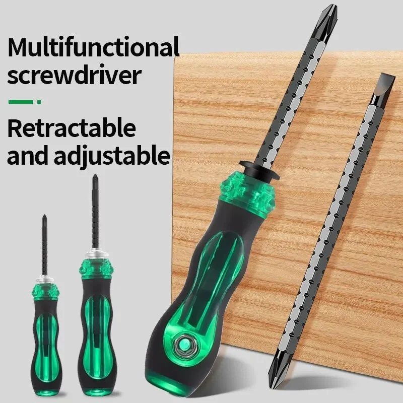 

Multipurpose Retractable Length Of The Bit Magnetic Slotted And Phillips Household Non-Slip Screwdriver For Repair Hand Tools