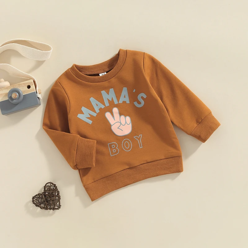 FOCUSNORM 0-3Y Autumn Baby Boys Girls Cute Sweatshirt T Shirts Letter Printed Long Sleeve Pullover Outwear
