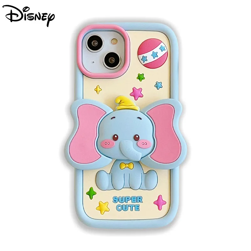 Disney Dumbo Phone Case For Iphone 15 14 13 12 11 Pro Max Cartoon Cute All Inclusive Anti-Fall Silicone Bracket Protective Cover