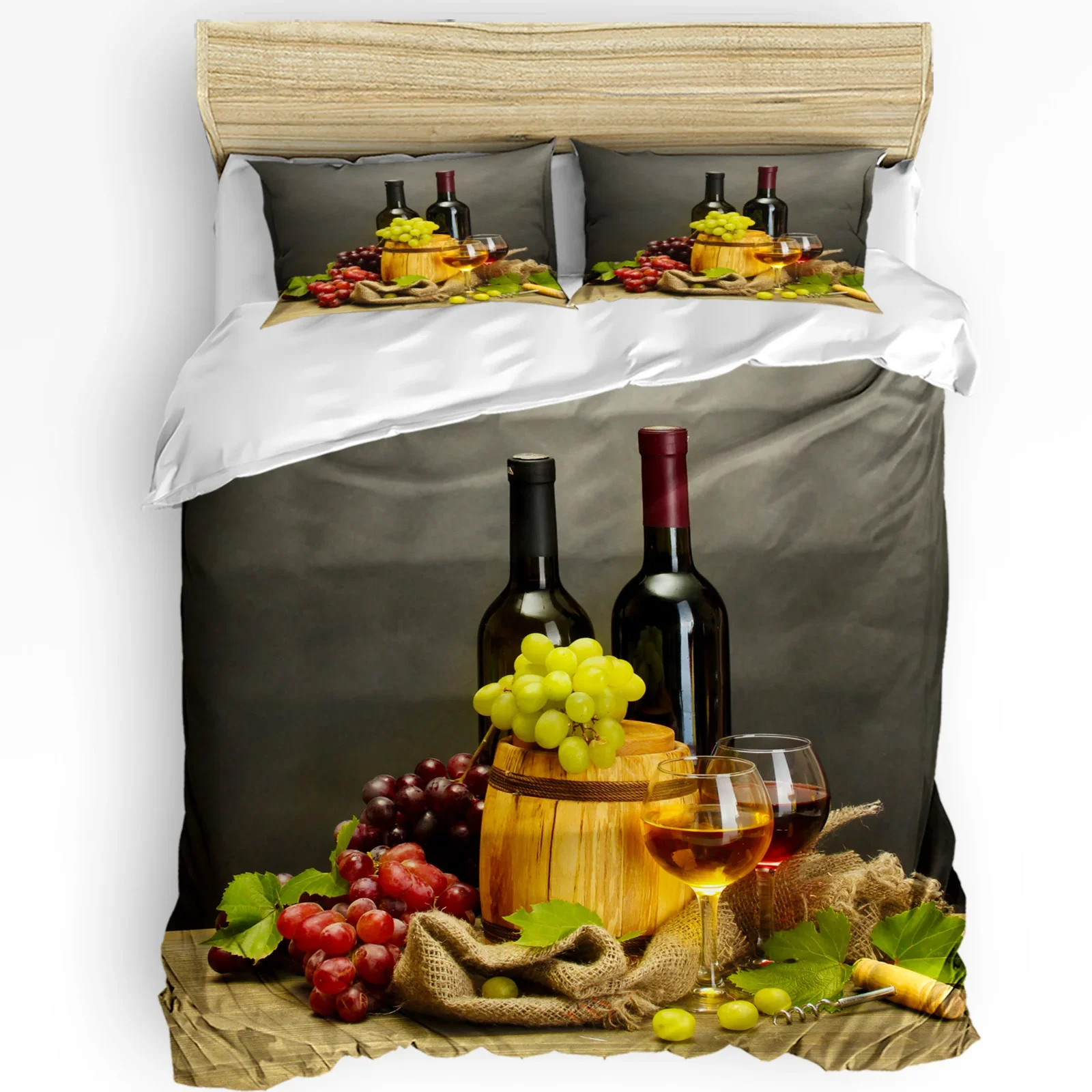 

Grape Wine Fruit Leaves Rag Printed Comfort Duvet Cover Pillow Case Home Textile Quilt Cover Boy Kid Teen Girl 3pcs Bedding Set